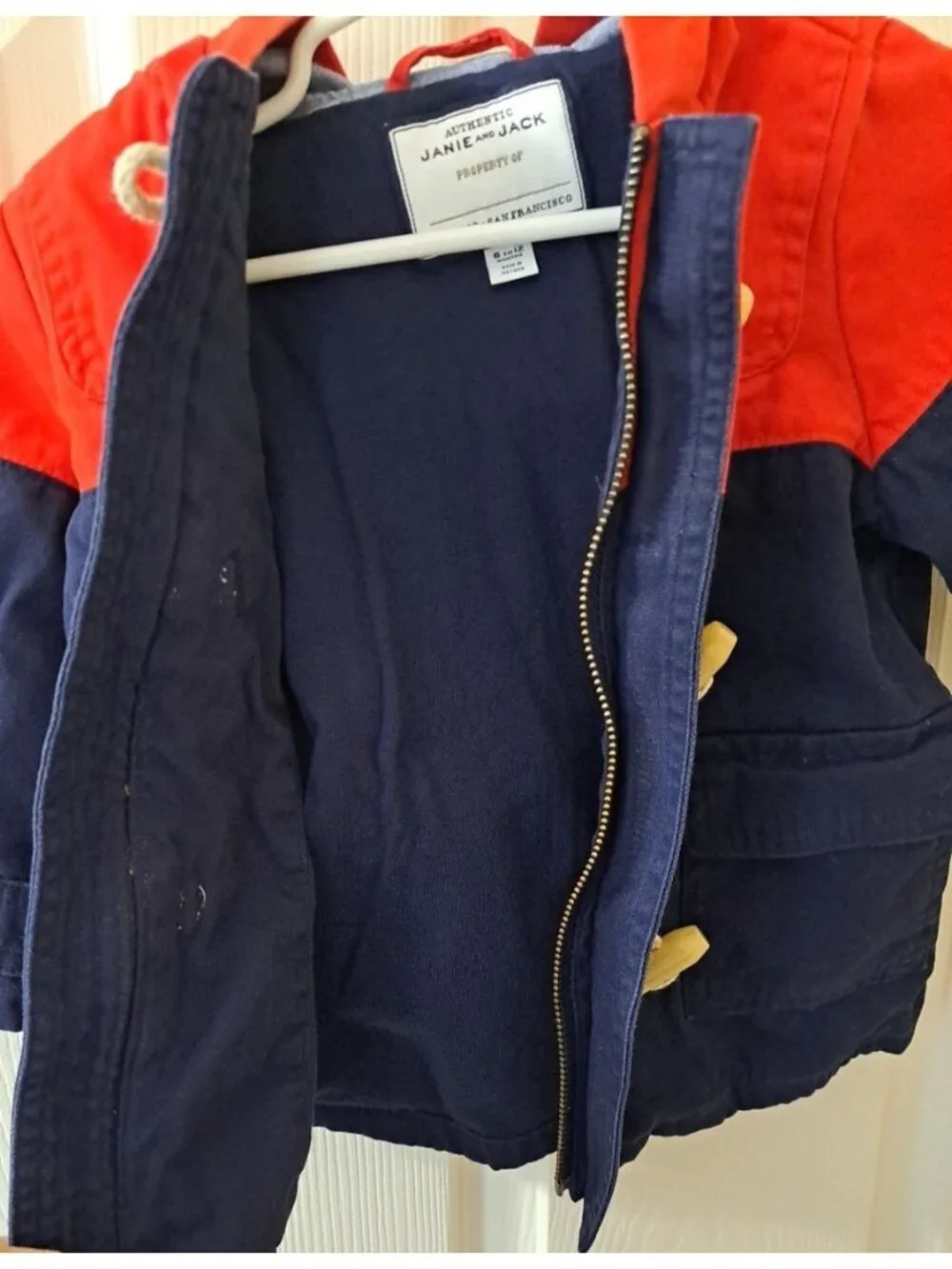 Janie And Jack 6-12 Months Hooded Jacket Zip And Toggle Closure Lightweight